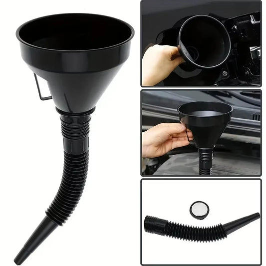 Flexible Spill-Proof Fuel Funnel – Wide Mouth with Grip Handle
